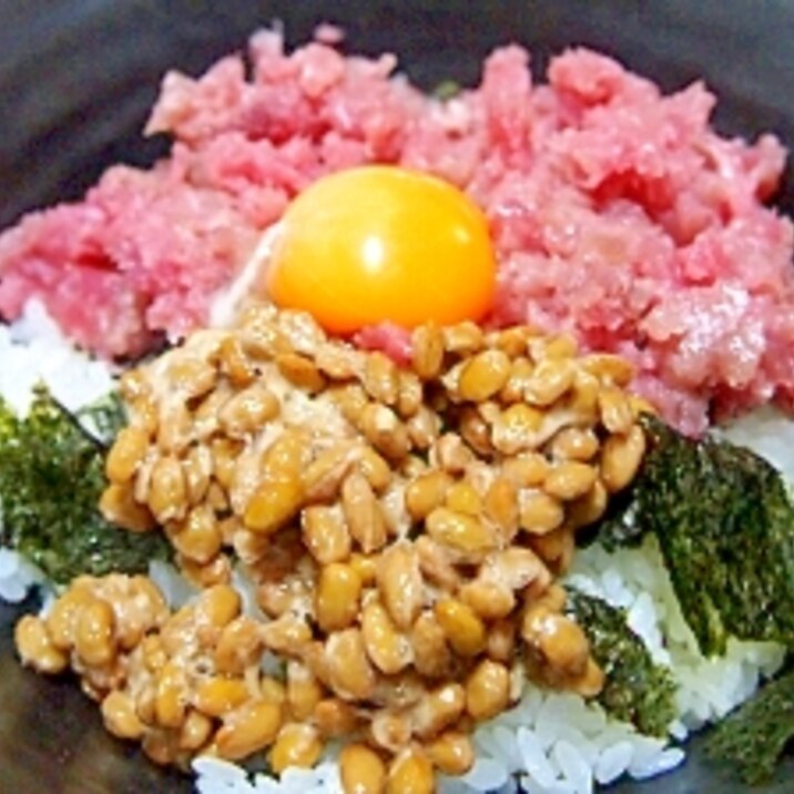 ごま油がポイント！ネギトロ納豆丼